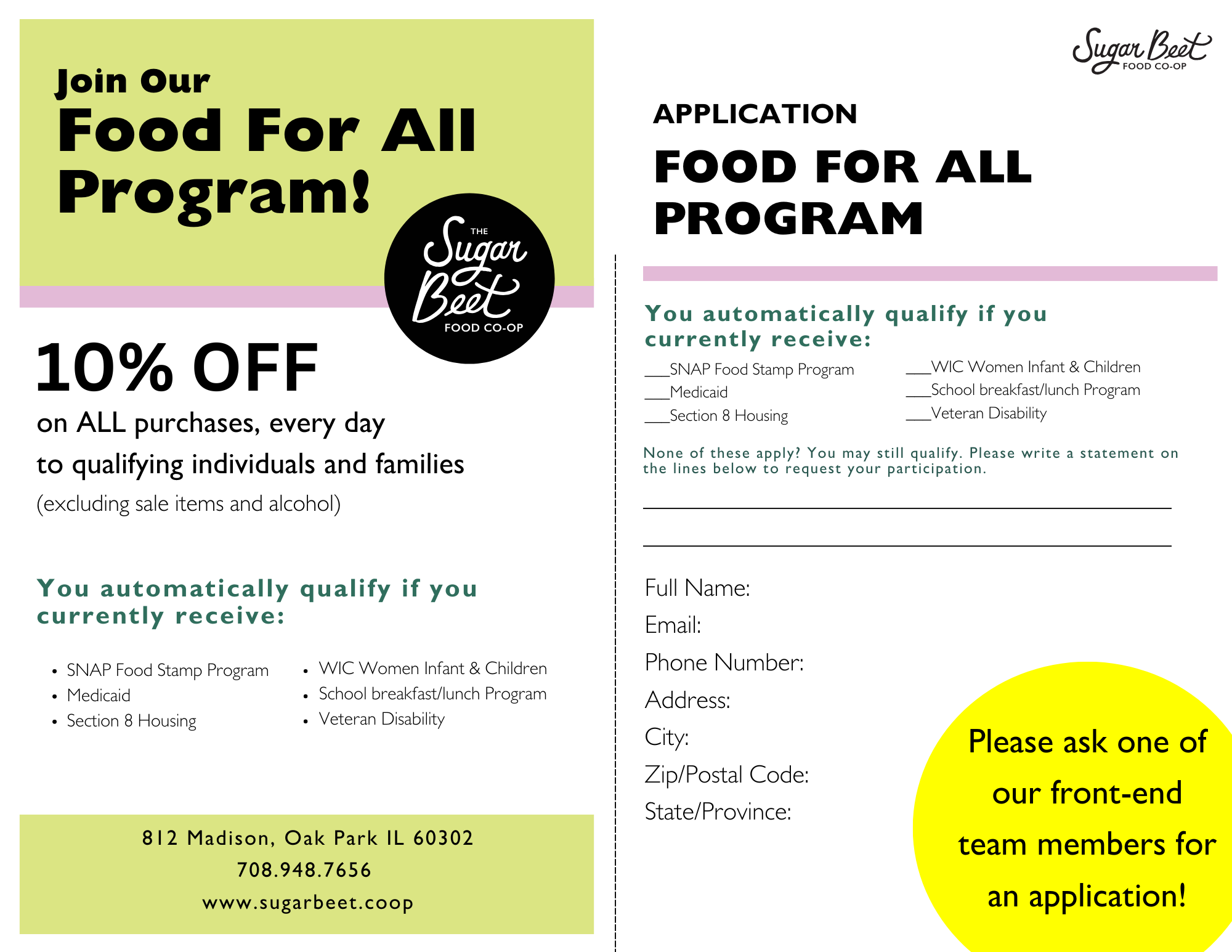 Food For All — SUGAR BEET FOOD CO-OP